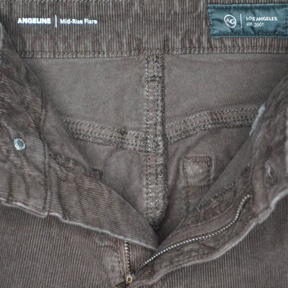 New AG Angeline Corduroy Mid Rise Flare Jeans in Sulfur Bitter Chocolate sz 33 - Picture 15 of 16